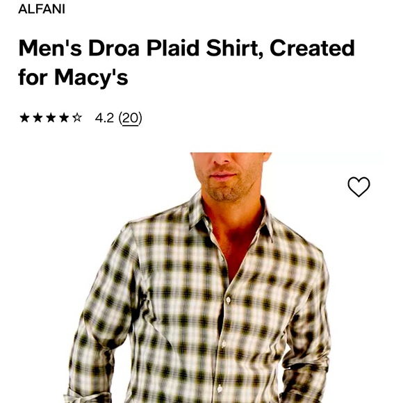 ALFANI™️ Men’s Cream & Beige Plaid Button Down Droa Shirt - Picture 7 of 8